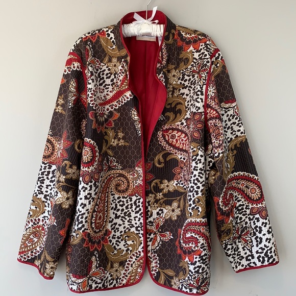 Alfred Dunner lightweight open front jacket blazer floral butterfly paisley - Picture 1 of 8